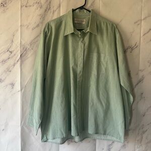 VINTAGE GEORGIO FELLINI LONG SLEEVE BUTTON DOWN SHIRT GREEN MENS 17.5 - 44/45